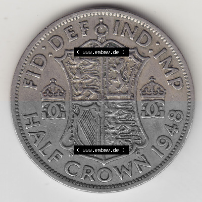 Alte Münzen Großbritannien Umlaufmünze 1947-1948, 1/2 Krone, Half Crown 1948 (Stück 2), George VI, FID DEF IND IMP HALF CROWN.... Sammlung