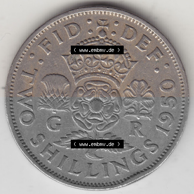 Alte Münzen Großbritannien Umlaufmünze 1949-1951, 2 Schilling, Shillings (Florin) 1950 (Stück 1), George VI, GEORGIVS VI DG... Sammlung