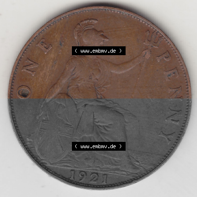 Alte Münzen Großbritannien Umlaufmünze 1911-1926, 1 Penny, One Penny, 1921 (Stück 1), B.M. GEORGIVS V DEI GRA BRITT OMN REX... Sammlung