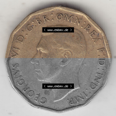 Alte Münzen Großbritannien Umlaufmünze 1937-1948, 3 Pence, Three Pence 1943 (Stück 4), George VI, GEORGIVS VI D G BR OMN REX... Sammlung