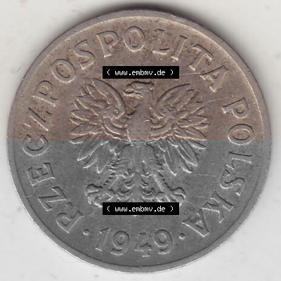 1949-1949, Republik Polen 20 Groszy, Groschen, Kupfer 1949 Sammlung