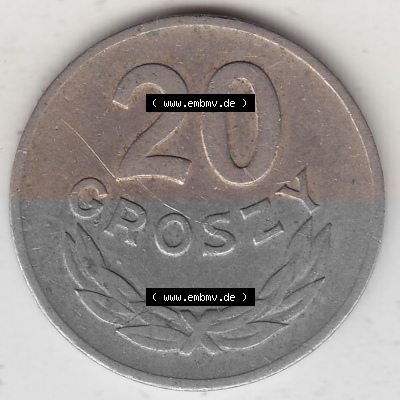 1949-1949, Republik Polen 20 Groszy, Groschen, Kupfer 1949 Sammlung