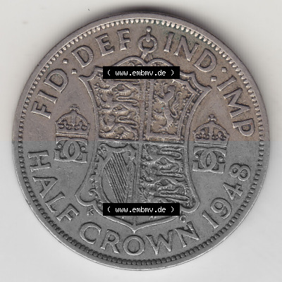 Alte Münzen Großbritannien Umlaufmünze 1947-1948, 1/2 Krone, Half Crown 1948 (Stück 1), George VI, FID DEF IND IMP HALF CROWN.... Sammlung