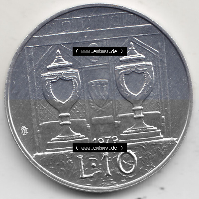 Bildmaterial Münzensatz / KMS 1979 aus San Marino 1979-1979, 10 Lire, J. V. LIBERTAS REPVBBLICA DI S. MARINO, 1979 L.10. Rückseite... Sammlung