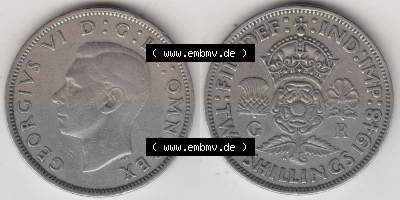 Alte Münzen Großbritannien Umlaufmünze 1947-1948, 2 Schilling-Florin, Two Shillings, 1948 (Stück 2), George VI, GEORGIVS VI... Sammlung