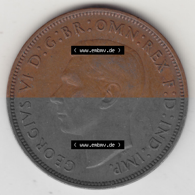 Alte Münzen Großbritannien Umlaufmünze 1937-1948, 1 Penny, One Penny, 1948 (Stück 1), GEORGIVS VI, D G BR OMN REX F D IND... Sammlung
