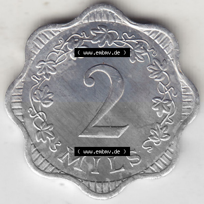 Bildmaterial Münzensatz / KMS 1972 aus Malta 1972-2007, 2 Mils 1972 (Stück 1), MALTA 2 MILS. Rückseite als Einzelansicht einer... Sammlung
