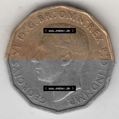 Alte Münzen Großbritannien Umlaufmünze 1937-1948, 3 Pence, Three Pence 1943 (Stück 2), George VI, GEORGIVS VI D G BR OMN REX... Sammlung