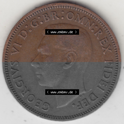 Alte Münzen Großbritannien Umlaufmünze 1949-1952, Half Penny, 1952 (Stück 1), George VI, HALF PENNY HP, Segelschiff. Vorderseite... Sammlung