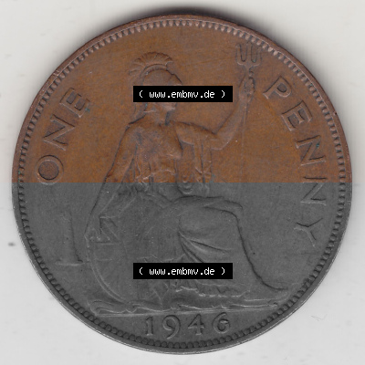 Münzen Großbritannien Umlaufmünze 1937-1948. 1 One Penny 1946 (Stück 1), George VI, GEORGIVS VI DGBROMNREX FDINDIMP. HP. Rückseite... Sammlung