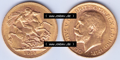 Alte Goldmünzen Großbritannien Gold-Münze 1911-1927, 1 Pfund Sovereign. Vorderseite und Rückseite horizontal auf einen digitalen... Sammlung