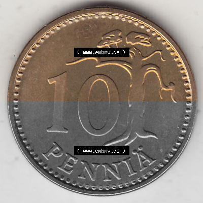 Alte Münzen KMS Finnland, Kursmünzensatz 1976 in Stempelglanz 1963-1982, 10 Penny, Penniä 1976 (Stück 1), SUOMEN TASAVALTA.... Sammlung