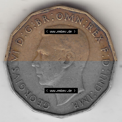 Alte Münzen Großbritannien Umlaufmünze 1937-1948, 3 Pence, Three Pence 1937 (Stück 1), George VI, GEORGIVS VI D G BR OMN REX... Sammlung