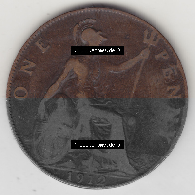 Alte Münzen Großbritannien Umlaufmünze 1911-1926, 1 Penny, One Penny, 1912 (Stück 1), B.M. GEORGIVS V DEI GRA BRITT OMN REX... Sammlung