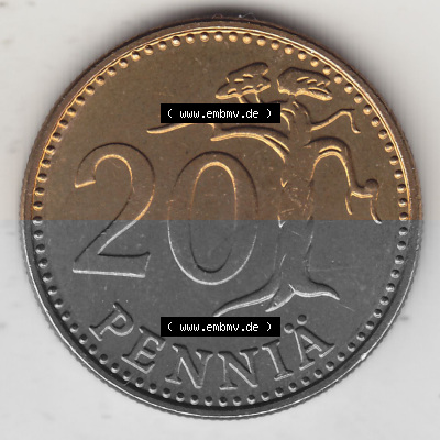 Alte Münzen KMS Finnland, Kursmünzensatz 1976 in Stempelglanz 1963-1990, 20 Penny Penniä 1976 (Stück 1), SUOMEN TASAVALTA.... Sammlung