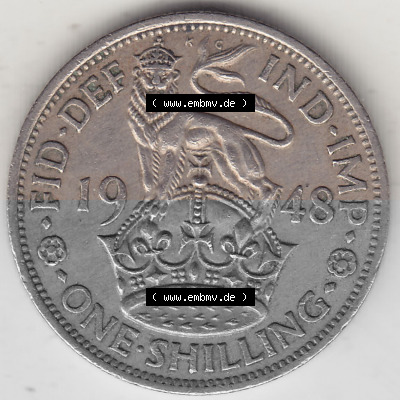 Alte Münzen Großbritannien Umlaufmünze 1949-1951, 1 One Schilling - Shilling, 1948 (Stück 3) Stehender Löwe auf Krone. Rückseite... Sammlung