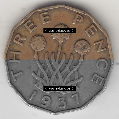 Alte Münzen Großbritannien Umlaufmünze 1937-1948, 3 Pence, Three Pence 1937 (Stück 2), George VI, GEORGIVS VI D G BR OMN REX... Sammlung