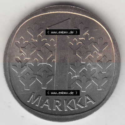 Alte Münzen KMS Finnland, Kursmünzensatz 1976 in Stempelglanz 1969-1993, 1 Finnische Mark, Markka 1976 (Stück 1), SUOMEN TASAVALTA.... Sammlung