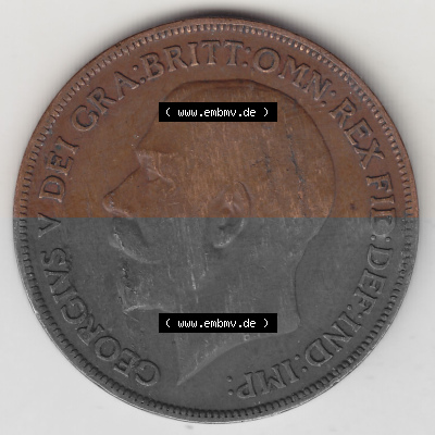 Alte Münzen Großbritannien Umlaufmünze 1911-1926, 1 Penny, One Penny, 1921 (Stück 1), B.M. GEORGIVS V DEI GRA BRITT OMN REX... Sammlung