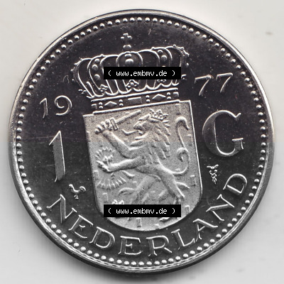 Alte Münzen KMS Niederlande, Kursmünzensatz 1977, 1967-1980, 1 Gulden, 1977 (Stück 1) JULIANA KONINGIN DER NEDERLANDEN. Rückseite... Sammlung
