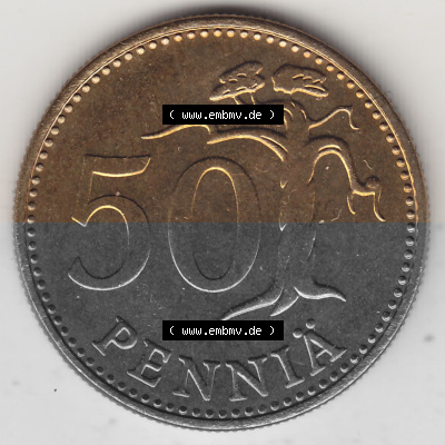 Alte Münzen KMS Finnland, Kursmünzensatz 1976 in Stempelglanz 1963-1990, 50 Penny Penniä 1976 (Stück 1), SUOMEN TASAVALTA.... Sammlung