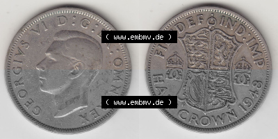 Alte Münzen Großbritannien Umlaufmünze 1947-1948, 1/2 Krone, Half Crown 1948 (Stück 1), George VI, FID DEF IND IMP HALF CROWN.... Sammlung