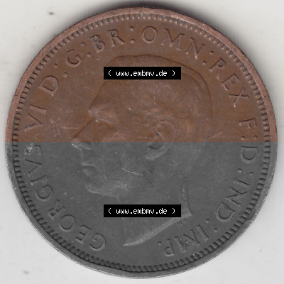 Alte Münzen Großbritannien Umlaufmünze 1937-1948, Half Penny, 1942 (Stück 1), George VI, HALF PENNY HP, Segelschiff. Vorderseite... Sammlung