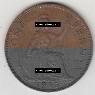 Münzen Großbritannien Umlaufmünze 1937-1948. 1 One Penny 1945 (Stück 1), George VI, GEORGIVS VI DGBROMNREX FDINDIMP. HP. Rückseite... Sammlung