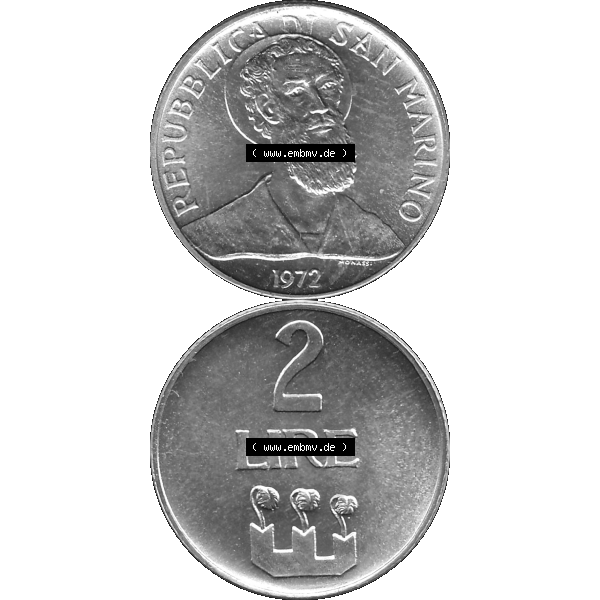 Grau bzw. s/w Bildmaterial Münzensatz / KMS 1972 aus San Marino in Graustufen 1972-1972, 2 Lire 1972, 2 LIRE MONASSI REPUBBLICA DI SAN MARINO Graustufen. PNG Computer-Grafik in Graustufen-PNG... Sammlung Graustufen