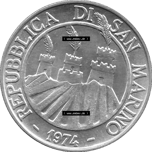 Grau bzw. s/w Bildmaterial Münzensatz / KMS 1974 aus San Marino Münze 1974-1974 als transparente PNG-Grafik, 10 Lire, L.10 MINGUZZI MONASSI INC.. Vorderseite als PNG-Grafik... Sammlung Graustufen