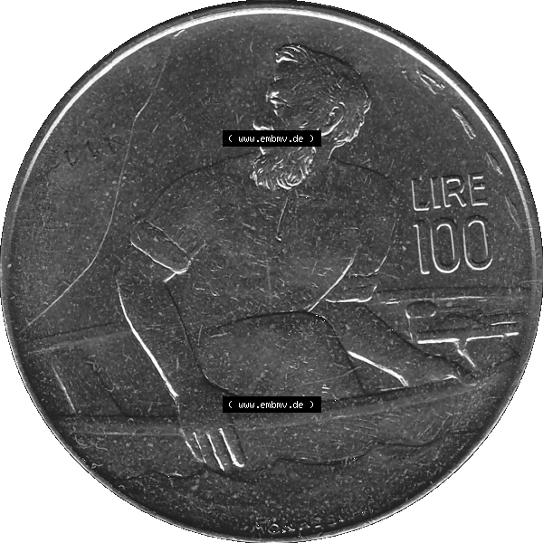 Grau bzw. s/w Bildmaterial in PNG-Grafiken Münzensatz / KMS 1972 aus San Marino 1972-1972, Münze 100 Lire von 1972, 100 LIRE MONASSI REPUBBLICA DI SAN MARINO. Die digitalisierte Münze... Sammlung Graustufen