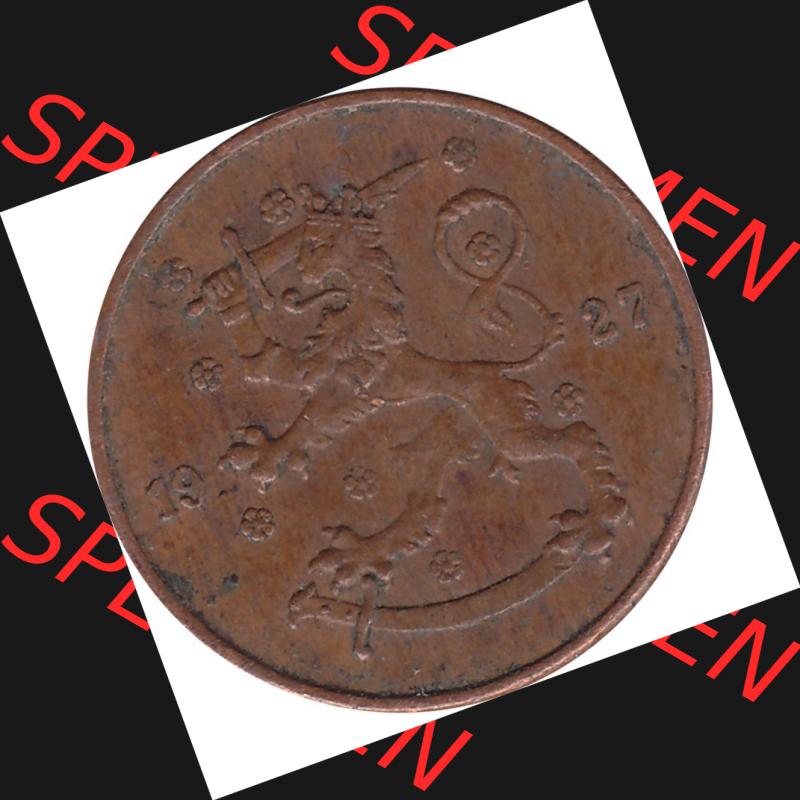 Alte Münzen KMS Finnland, Kursmünzensatz Pro-Version als JPG-Bild einer finnischen Münze Design 1918-1940, 5 Penny, Penniä 1927 (5). Etwas bessere... Sammlung