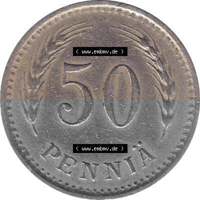 KMS Finnland, Kursmünzensatz Pro-Version als JPG-Bild einer finnischen Münze Design 1921-1940, 50 Penny, Penniä 1929 (6) Sammlung