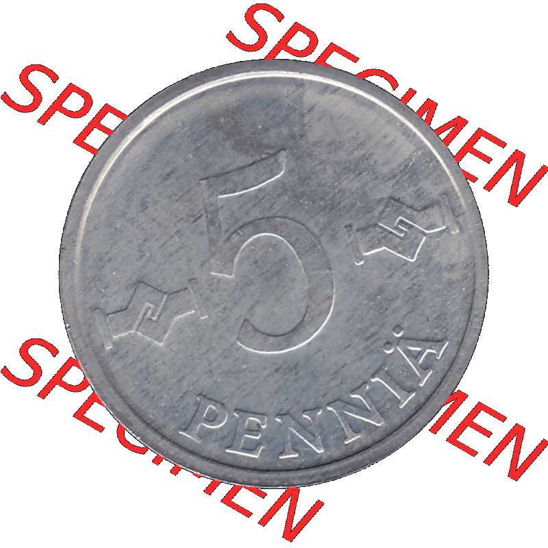 Alte Münzen KMS Finnland, Kursmünzensatz 1978 in Stempelglanz als digitales Computerbild einer finnischen digitalisierten Münze in transparenten PNG 1977-1990, 5 Penny,... Sammlung