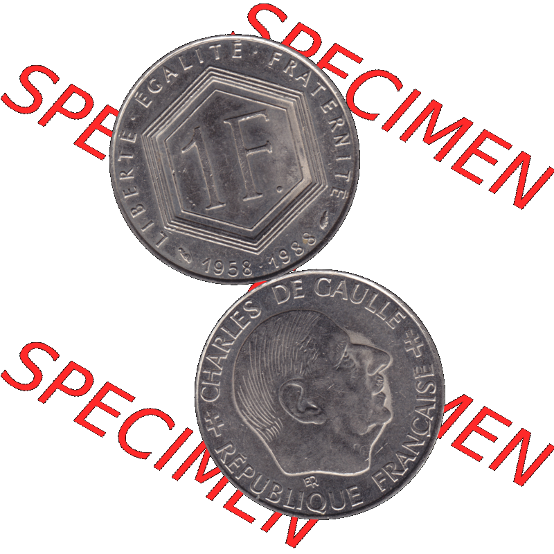 Münzen Frankreich Umlaufmünze 1988-1988, 1 Francs, Franken 1988-01. Vorderseite und Rückseite vertikal auf einen digitalen Bild der alten französischen Umlaufmünze... Sammlung