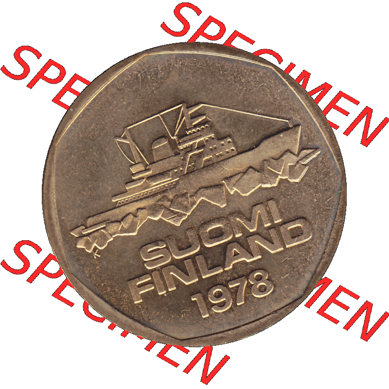 Alte Münzen KMS Finnland, Kursmünzensatz 1978 in Stempelglanz als digitales Computerbild einer finnischen digitalisierten Münze in transparenten PNG 1972-1978, 5 finnische Mark,... Sammlung