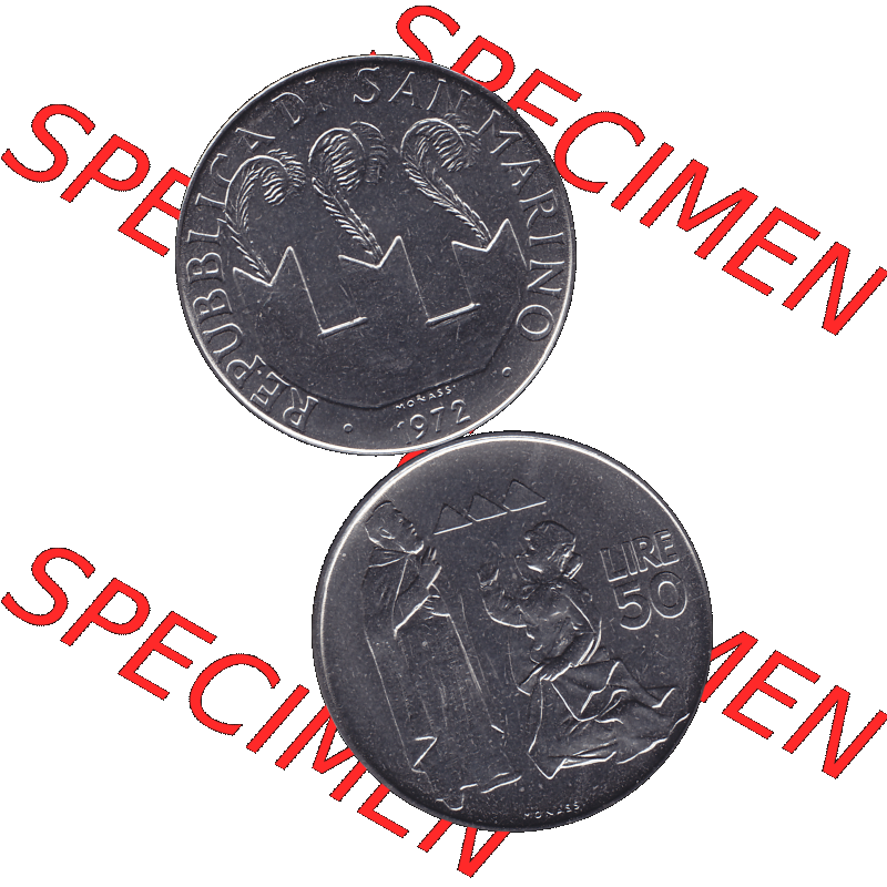 Bildmaterial in PNG-Grafiken Münzensatz / KMS 1972 aus San Marino 1972-1972, Münze 50 Lire, 1972, MONASSI REPUBBLICA DI SAN MARINO 50 LIRE. Die digitalisierte Münze... Sammlung
