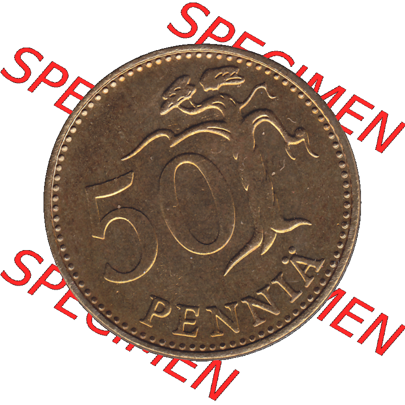 Alte Münzen KMS Finnland, Kursmünzensatz 1976 in Stempelglanz als digitales Computerbild in transparenten PNG 1963-1990, 50 Penny Penniä 1976-1, SUOMEN TASAVALTA.... Sammlung