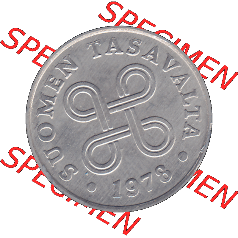 Alte Münzen KMS Finnland, Kursmünzensatz 1978 in Stempelglanz als digitales Computerbild einer finnischen digitalisierten Münze in transparenten PNG 1969-1979, 1 Penny,... Sammlung