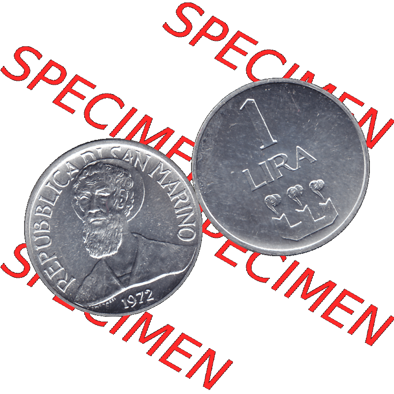 Bildmaterial in PNG-Grafiken Münzensatz / KMS 1972 aus San Marino 1972-1972, Münze 1 Lira, Lire 1972, 1 LIRA MONASSI REPUBBLICA DI SAN MARINO. Die digitalisierte... Sammlung