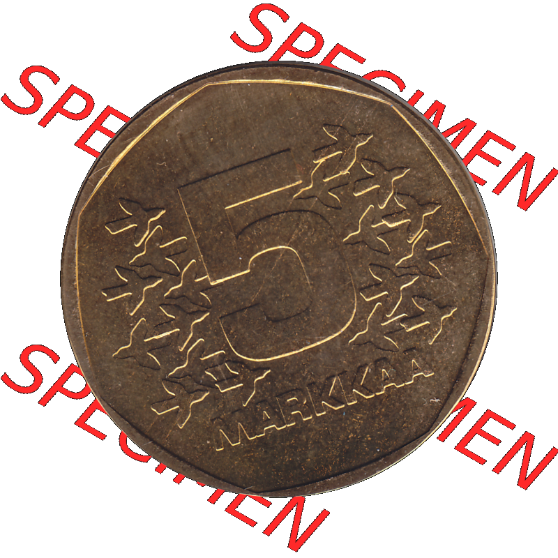 Alte Münzen KMS Finnland, Kursmünzensatz 1976 in Stempelglanz als digitales Computerbild in transparenten PNG 1972-1978, 5 Finnische Mark, Markkaa 1976-1, SUOMI FINLAND.... Sammlung