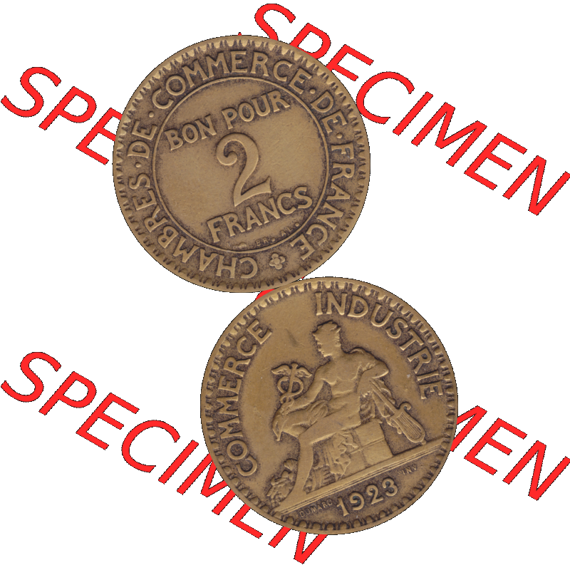 Münzen Frankreich Umlaufmünze in PNG einer Münze aus Frankreich 1920-1927, 2 Francs, Franken 1923-01. Vorderseite und Rückseite vertikal auf einen digitalen Bild... Sammlung