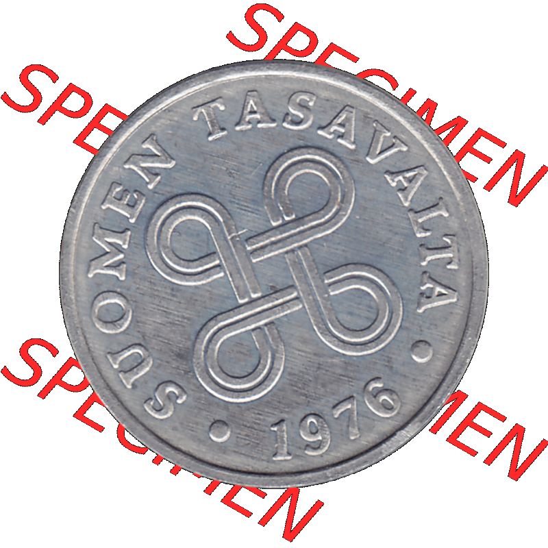 Alte Münzen KMS Finnland, Kursmünzensatz 1976 in Stempelglanz als digitales Computerbild in transparenten PNG 1969-1979, 1 Penny, Penni 1976-1, SUOMEN TASAVALTA.... Sammlung
