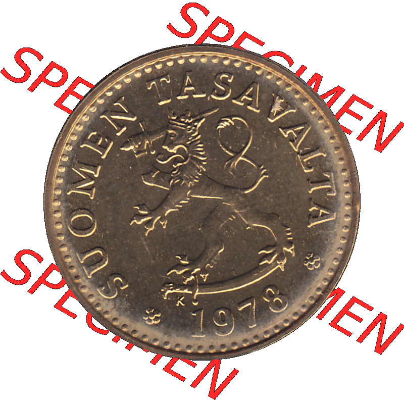 Alte Münzen KMS Finnland, Kursmünzensatz 1978 in Stempelglanz als digitales Computerbild einer finnischen digitalisierten Münze in transparenten PNG 1963-1982, 10 Penny,... Sammlung