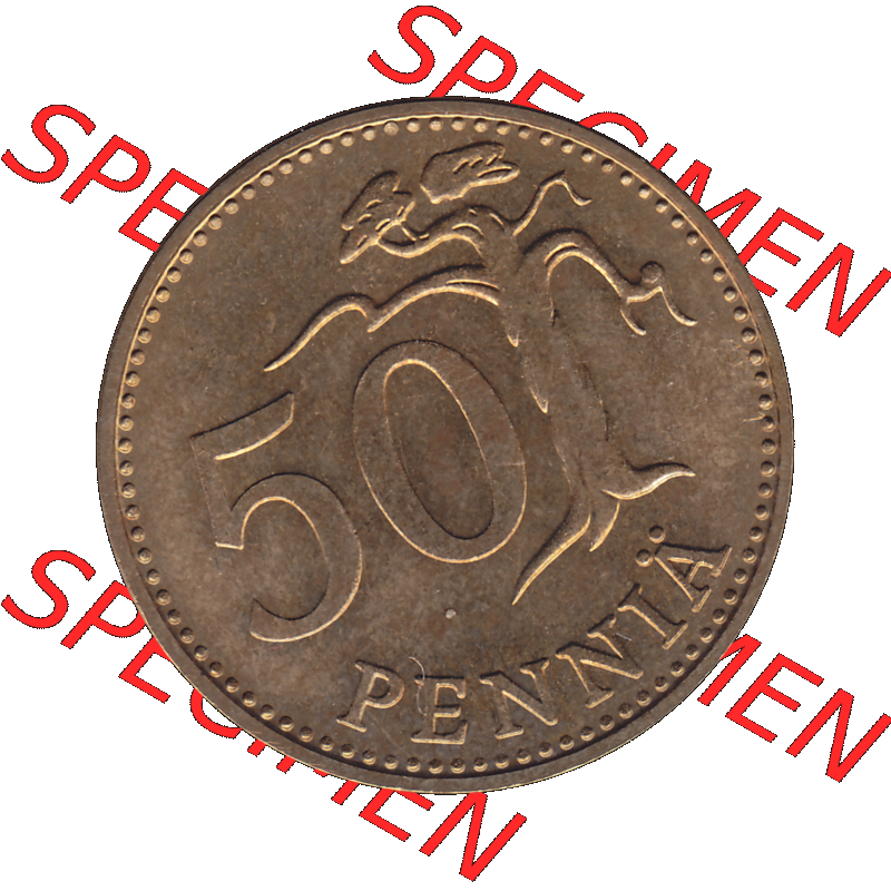 Alte Münzen KMS Finnland, Kursmünzensatz 1978 in Stempelglanz als digitales Computerbild einer finnischen digitalisierten Münze in transparenten PNG 1963-1990, 50 Penny 1978-1.... Sammlung