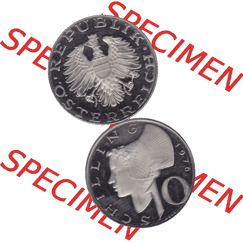 Alte Münze aus Österreich, in PNG digitalisiert 1974-2001, 10 Schilling 1976-01. Vorderseite und Rückseite vertikal auf einen digitalen Bild der alten österreichischen... Sammlung