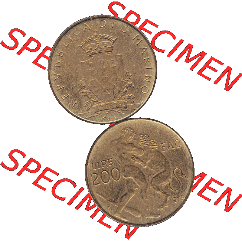 Bildmaterial Münzensatz / KMS 1979 aus San Marino im PNG-Format 1979-1979, 200 Lire, L.200, J. V. LIBERTAS REPVBBLICA DI S. MARINO, 1979 L.200.... Sammlung