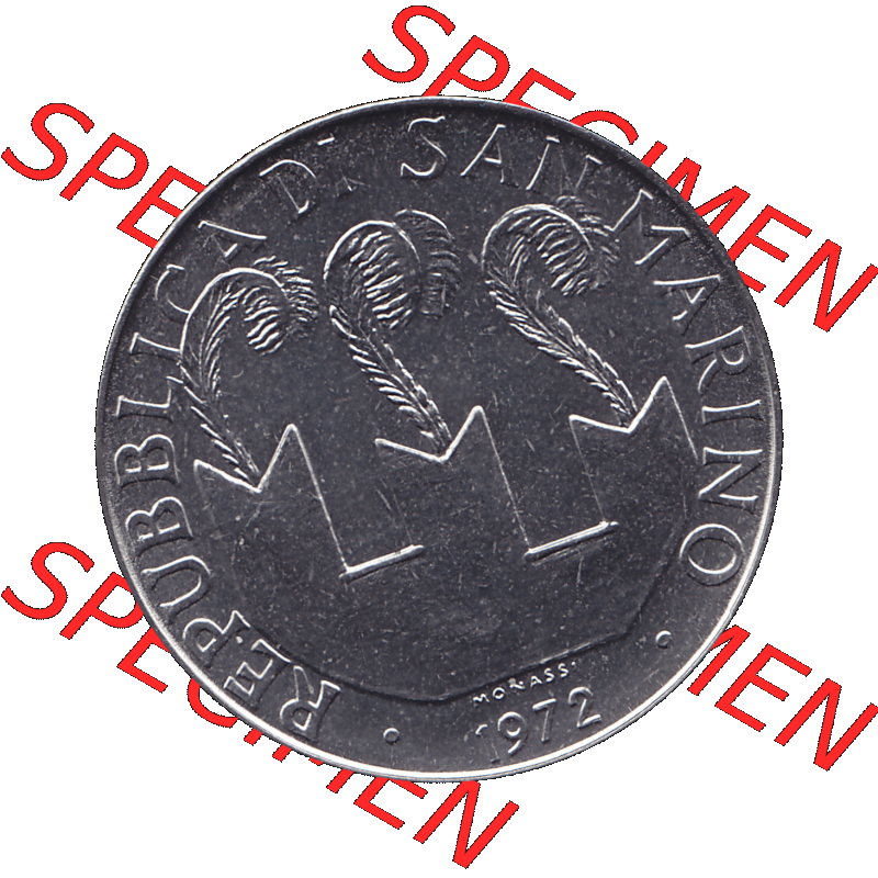 Bildmaterial in PNG-Grafiken Münzensatz / KMS 1972 aus San Marino 1972-1972, Münze 50 Lire, 1972, MONASSI REPUBBLICA DI SAN MARINO 50 LIRE. Vorderseite als PNG-Grafik... Sammlung