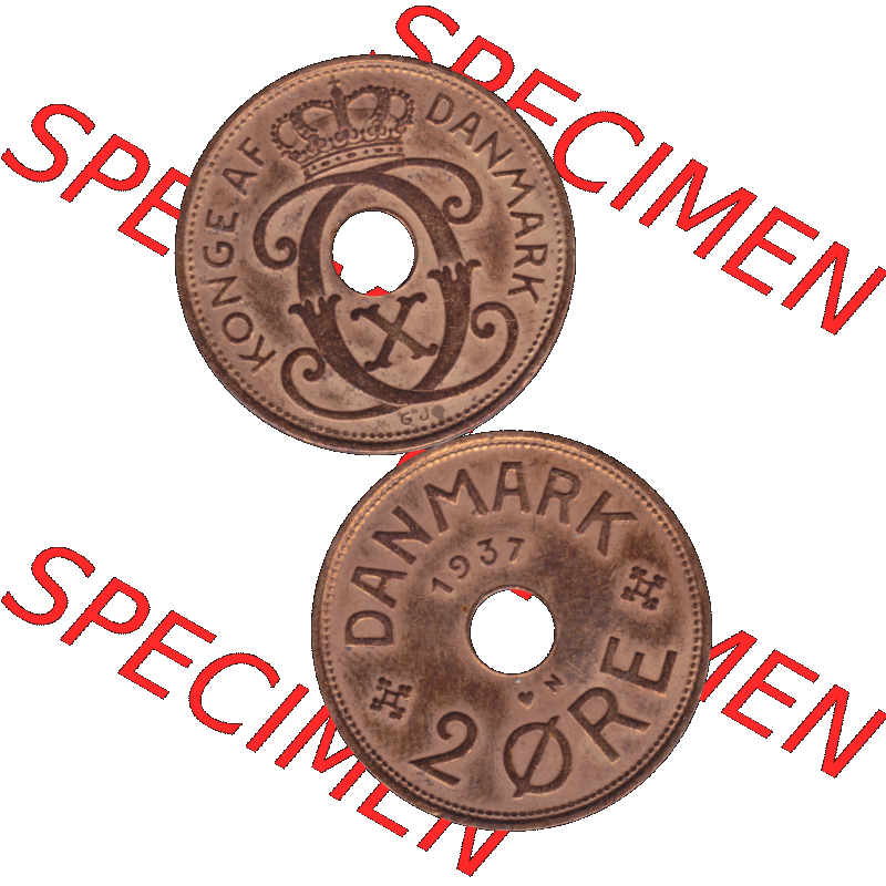 Alte Münze aus Dänemark als PNG-Grafik 1926-1940, 2 Öre 1937-01 Kursmünze. Vorderseite und Rückseite vertikal auf einen digitalen Bild der alten dänischen Umlaufmünze... Sammlung