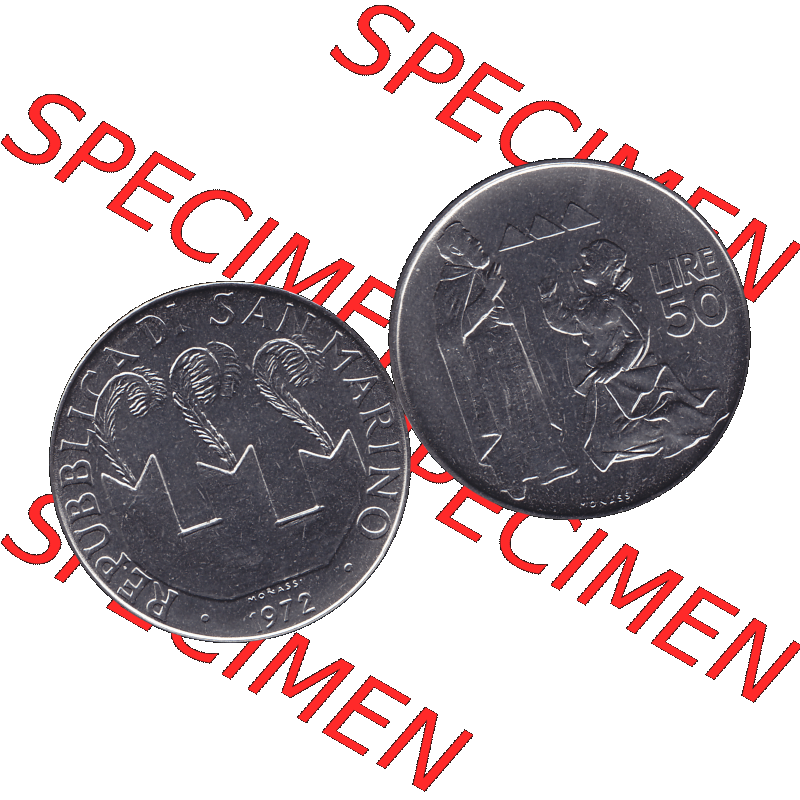 Bildmaterial in PNG-Grafiken Münzensatz / KMS 1972 aus San Marino 1972-1972, Münze 50 Lire, 1972, MONASSI REPUBBLICA DI SAN MARINO 50 LIRE. Die digitalisierte Münze... Sammlung